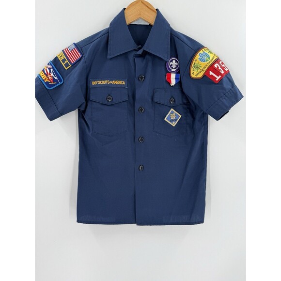 Vintage USA MADE Boy Scouts Shirt YOUTH MEDIUM Cub Scout Short Sleeve Outdoor - Picture 8 of 12